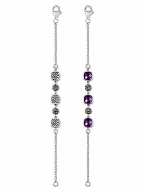 Bali Sterling Silver Amethyst Bracelet Artisan 925 Gemstone Link 7.5”